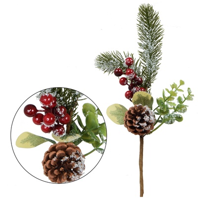 Coniferous twig with a pine cone - 33 cm (XP005)